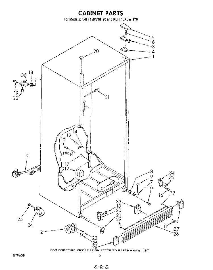 CABINET Diagram and Parts List for KRFF15KSWHY0  KitchenAid Freezer