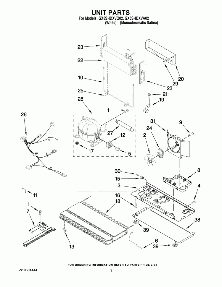 UNIT PARTS Diagram and Parts List for GX5SHDXVA02  Whirlpool Refrigerator
