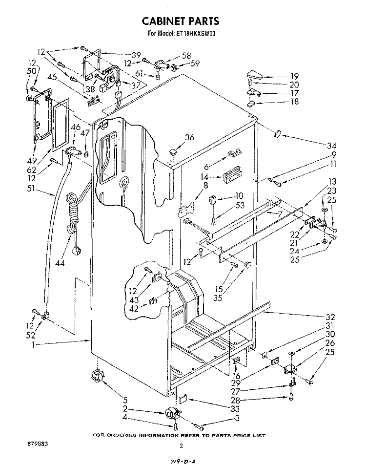 CABINET Diagram and Parts List for ET18HKXSW03  Whirlpool Refrigerator