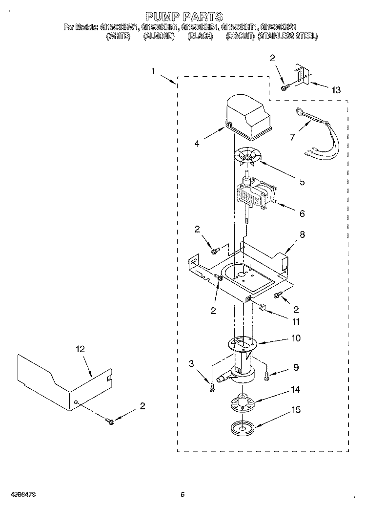 PUMP Diagram and Parts List for GI1500XHB1  Whirlpool Ice Maker
