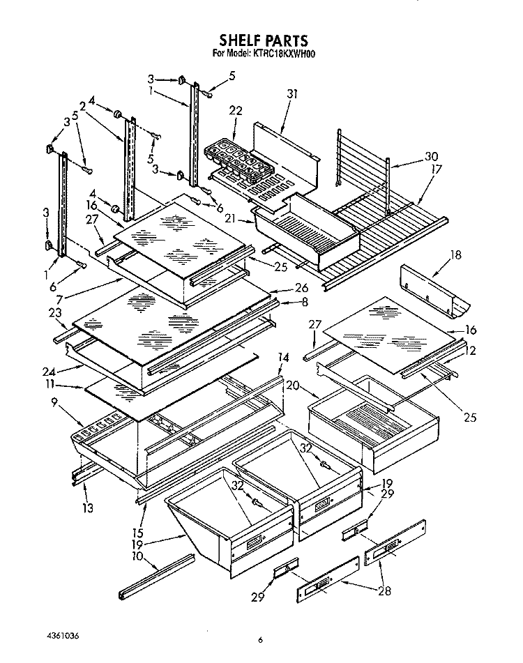 SHELF, LIT/OPTIONAL Diagram and Parts List for KTRC18KXAL00  KitchenAid Refrigerator