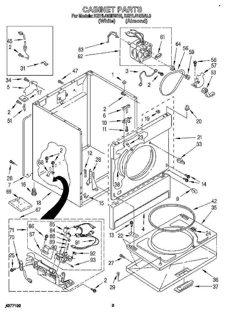 CABINET Diagram and Parts List for KGYL410BAL0  KitchenAid Dryer
