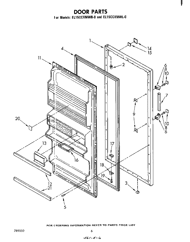 DOOR Diagram and Parts List for EL15CCXMWR0  Whirlpool Refrigerator