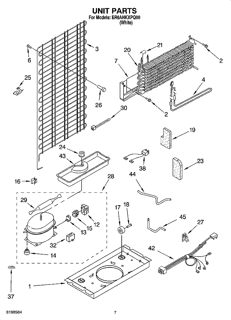 UNIT PARTS Diagram and Parts List for ER6AHKXPQ00  Whirlpool Refrigerator