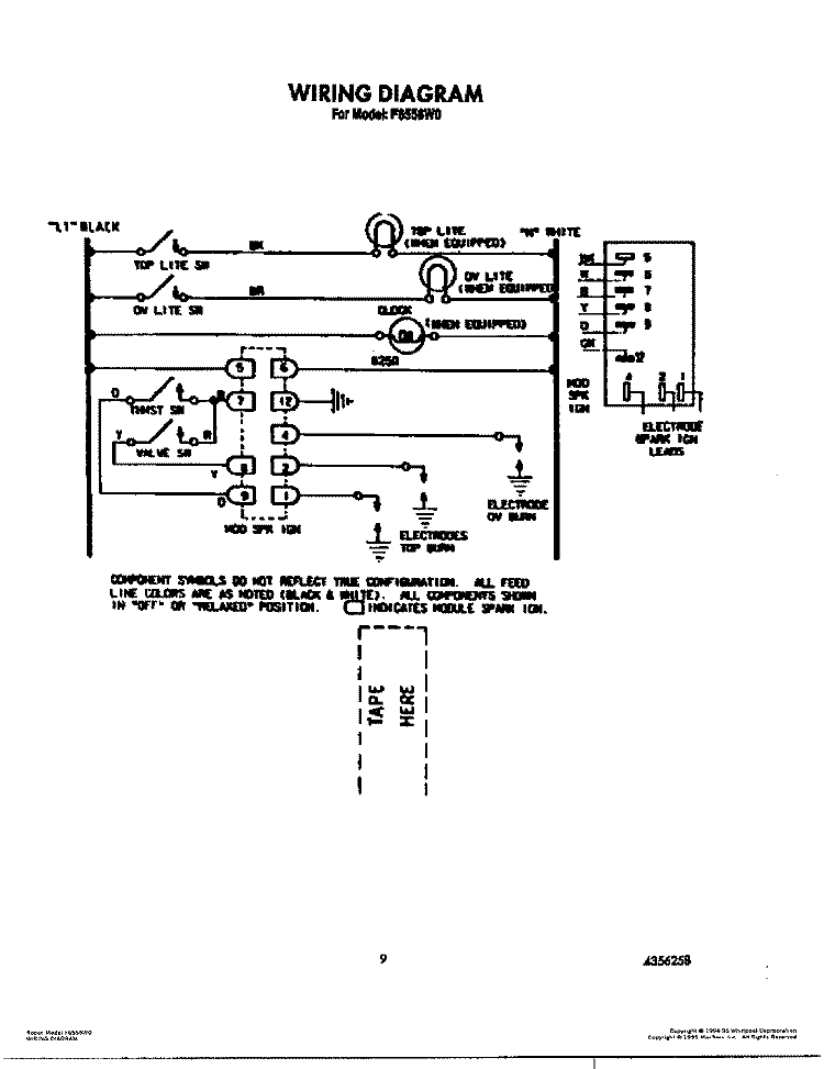 WIRING DIAGRAM Diagram and Parts List for F6558W0  Roper Range