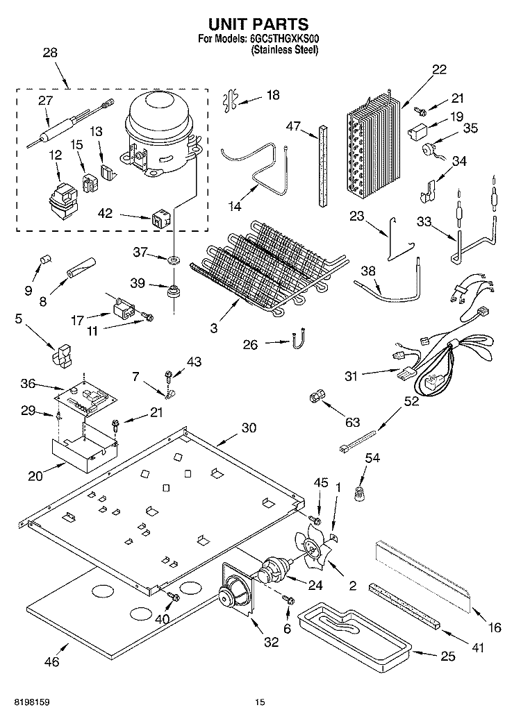 UNIT PARTS Diagram and Parts List for 6GC5THGXKS00  Whirlpool Refrigerator