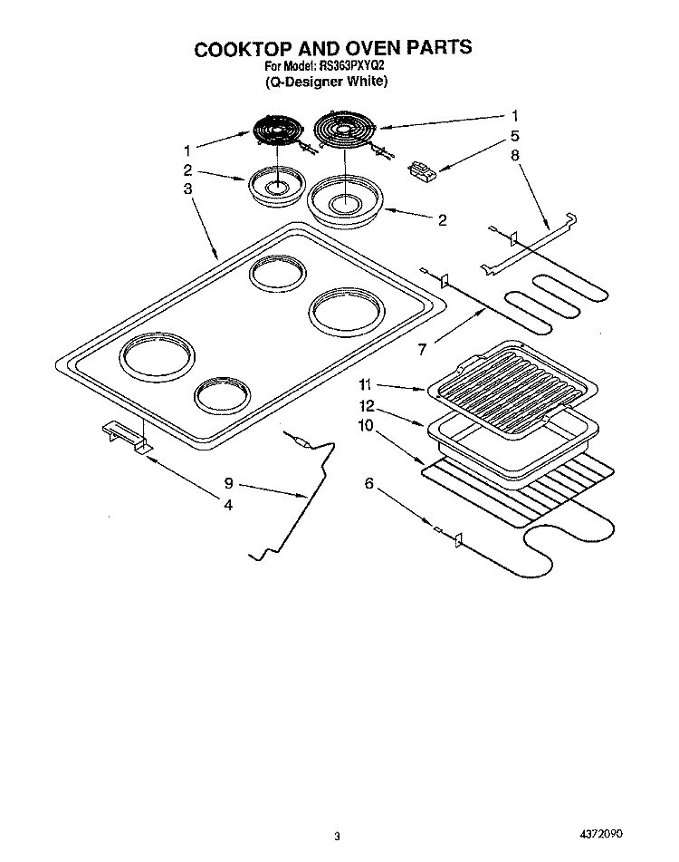 SECTION Diagram and Parts List for RS363PXYQ2  Whirlpool Range