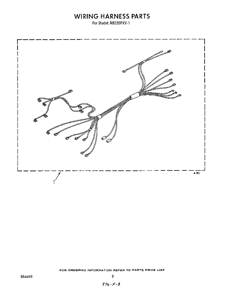 WIRING HARNESS Diagram and Parts List for RB220PXV1  Whirlpool Wall Oven