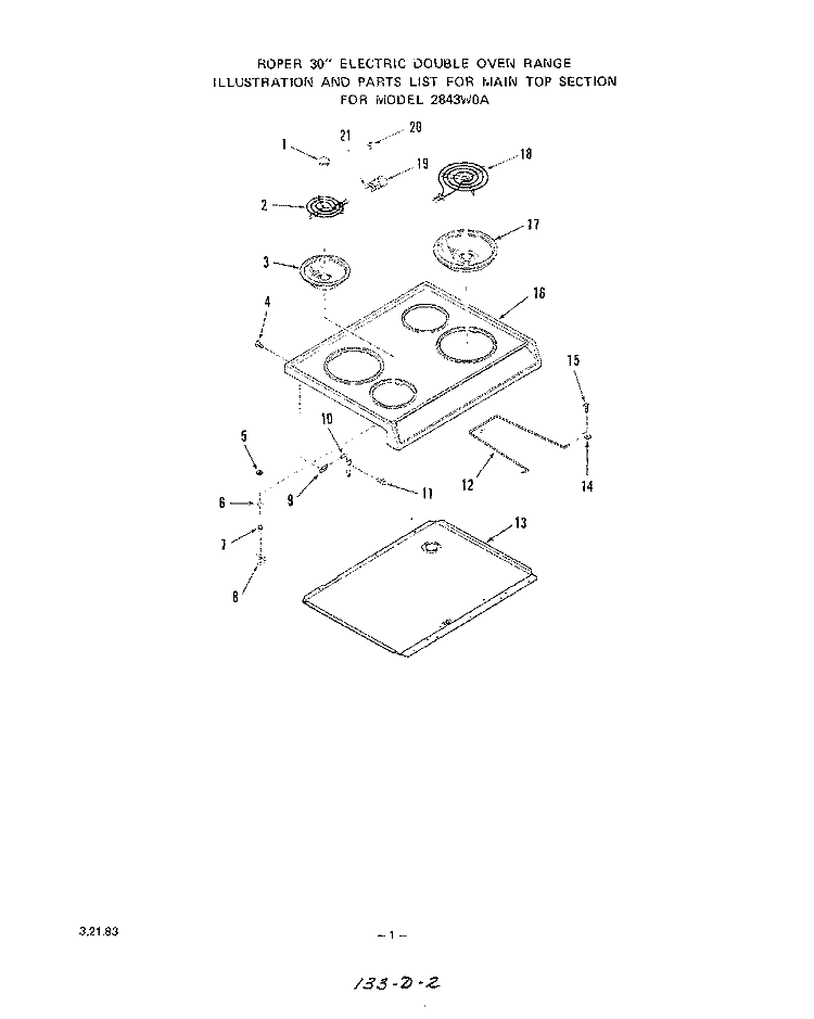 LOWER BODY Diagram and Parts List for 2843W0A  Roper Range