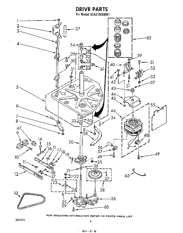 DRIVE Diagram and Parts List for 3CA2100XMW1  Whirlpool Washer