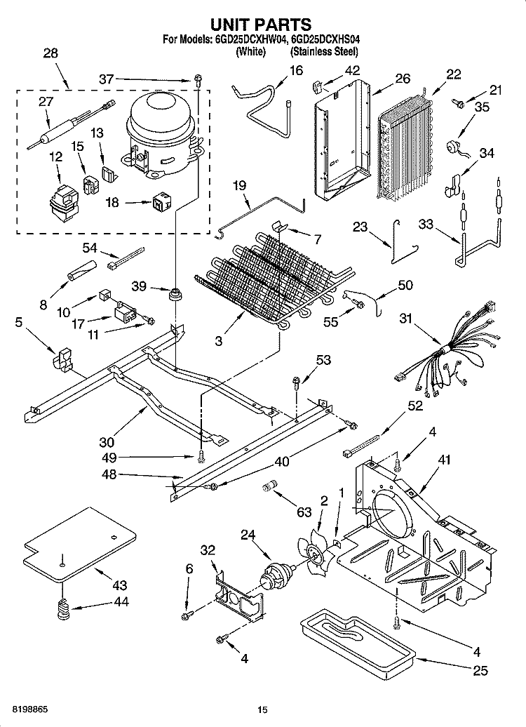 UNIT PARTS Diagram and Parts List for 6GD25DCXHW04  Whirlpool Refrigerator
