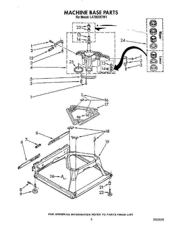 MACHINE BASE Diagram and Parts List for LA7900XTW1  Whirlpool Washer
