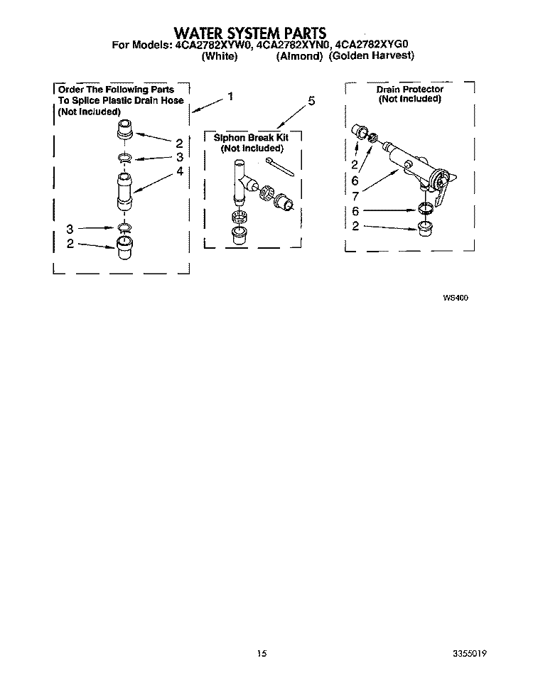 WATER SYSTEM Diagram and Parts List for 4CA2782XYG0  Whirlpool Washer