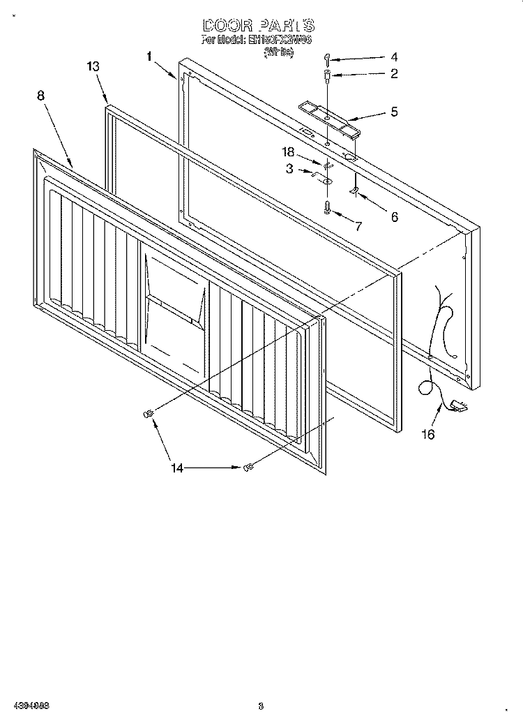 SECTION Diagram and Parts List for EH150FXGW06  Whirlpool Freezer