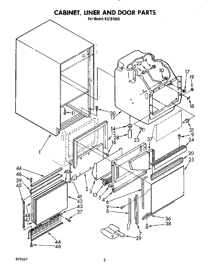 CABINET, LINER AND DOOR, LIT/OPTIONAL Diagram and Parts List for KUIS185S  KitchenAid Ice Maker