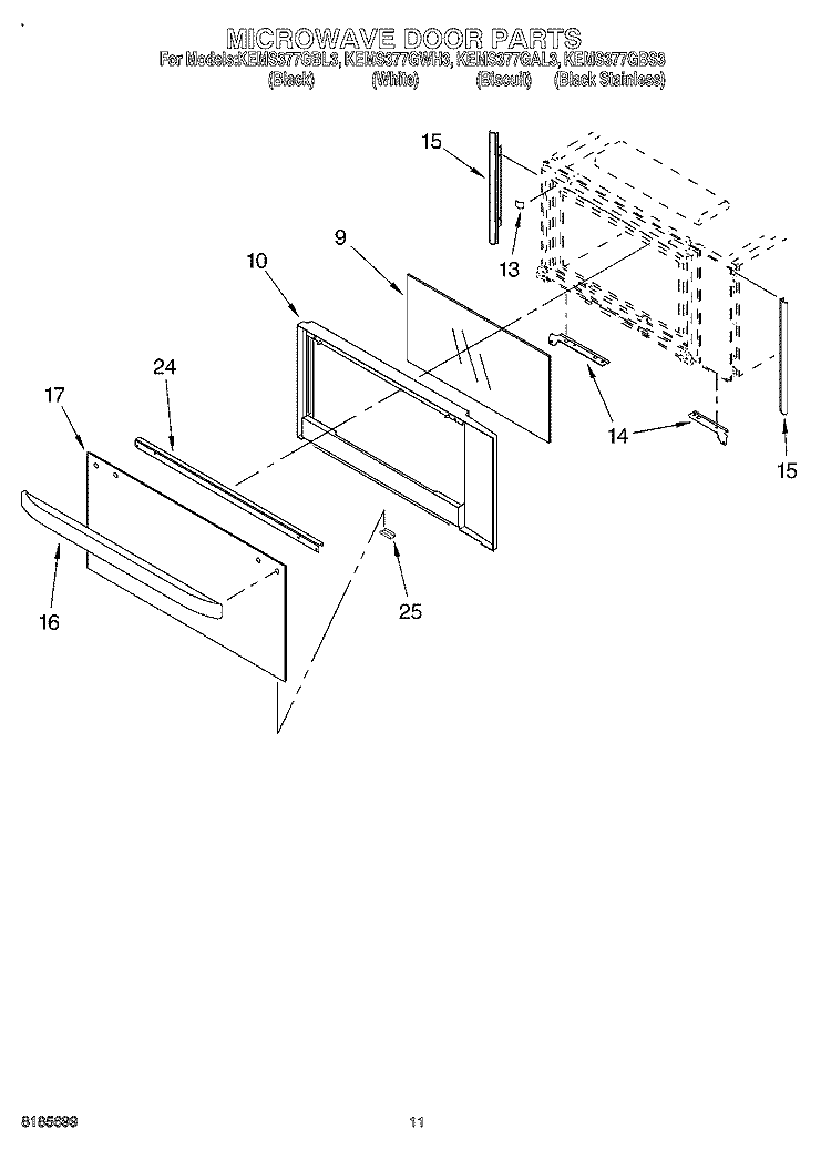 TOP VENTING, OPTIONAL Diagram and Parts List for KEMS377GAL3  KitchenAid Microwave Oven Combo