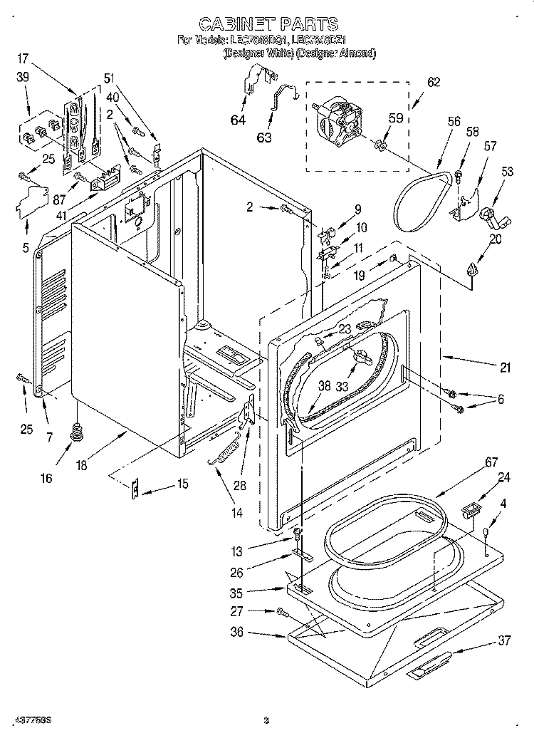 SECTION Diagram and Parts List for LEC7848DZ1  Whirlpool Dryer