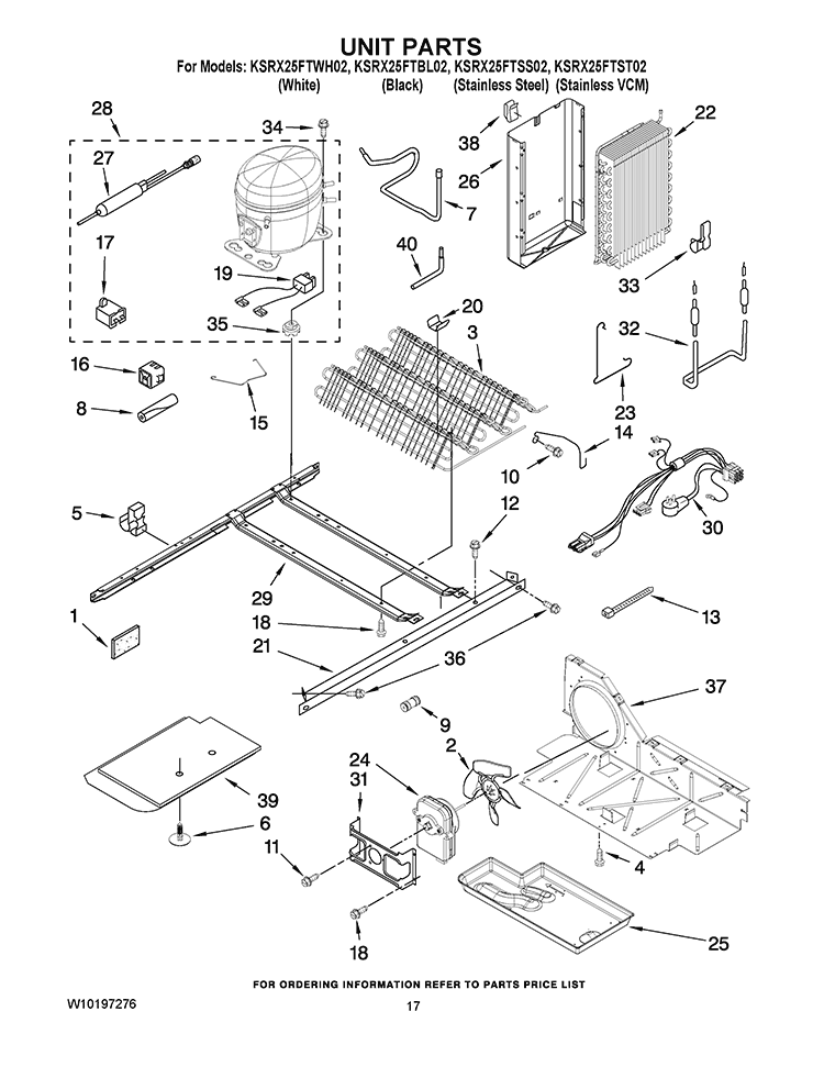 UNIT PARTS Diagram and Parts List for KSRX25FTSS02  KitchenAid Refrigerator