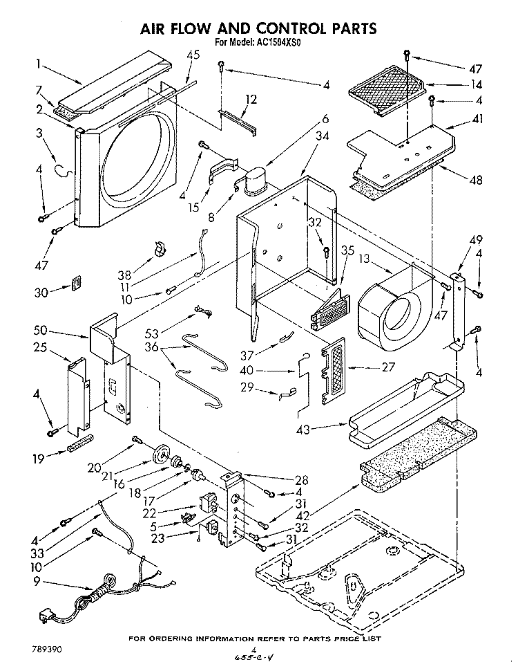 AIR FLOW AND CONTROL Diagram and Parts List for AC1504XS0  Whirlpool Air Conditioner