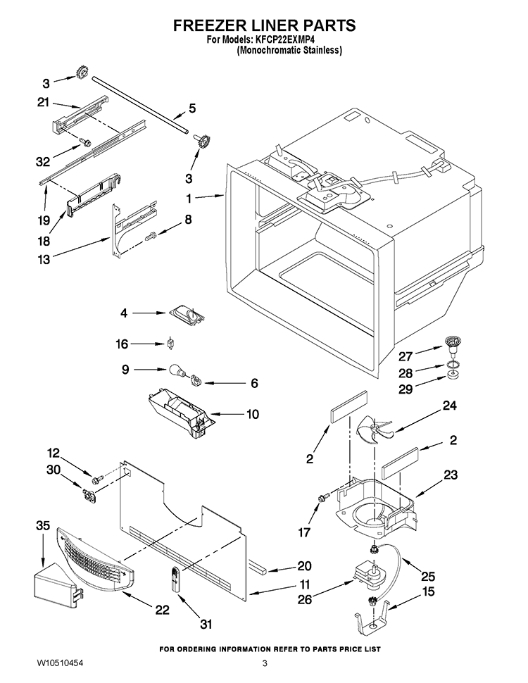 FREEZER LINER PARTS Diagram and Parts List for KFCP22EXMP4  KitchenAid Refrigerator