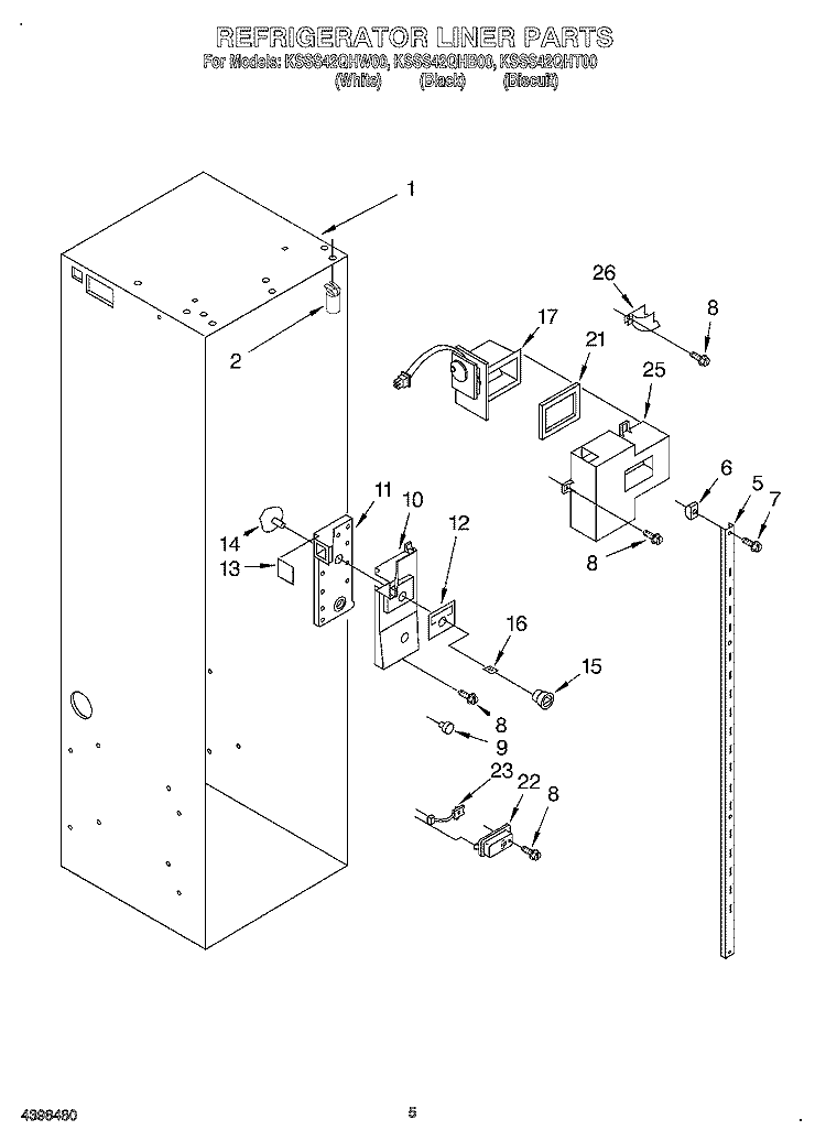 REFRIGERATOR LINER Diagram and Parts List for KSSS42QHB00  KitchenAid Refrigerator