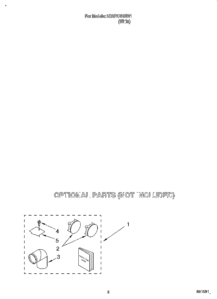 OPTIONAL Diagram and Parts List for 3CSP2761BW1  Whirlpool Dryer