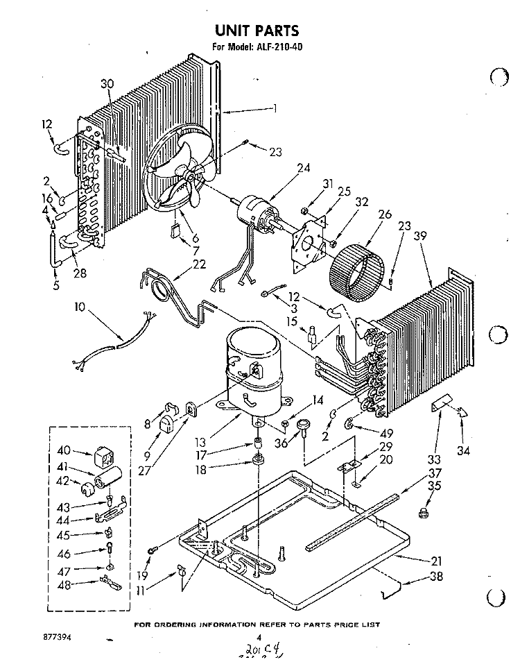 UNIT Diagram and Parts List for ALF21040  Whirlpool Air Conditioner
