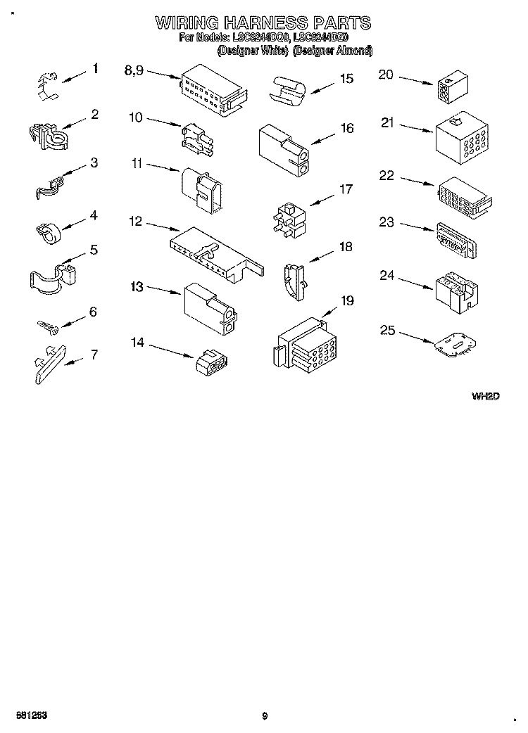 WIRING HARNESS Diagram and Parts List for LSC8244DZ0  Whirlpool Washer