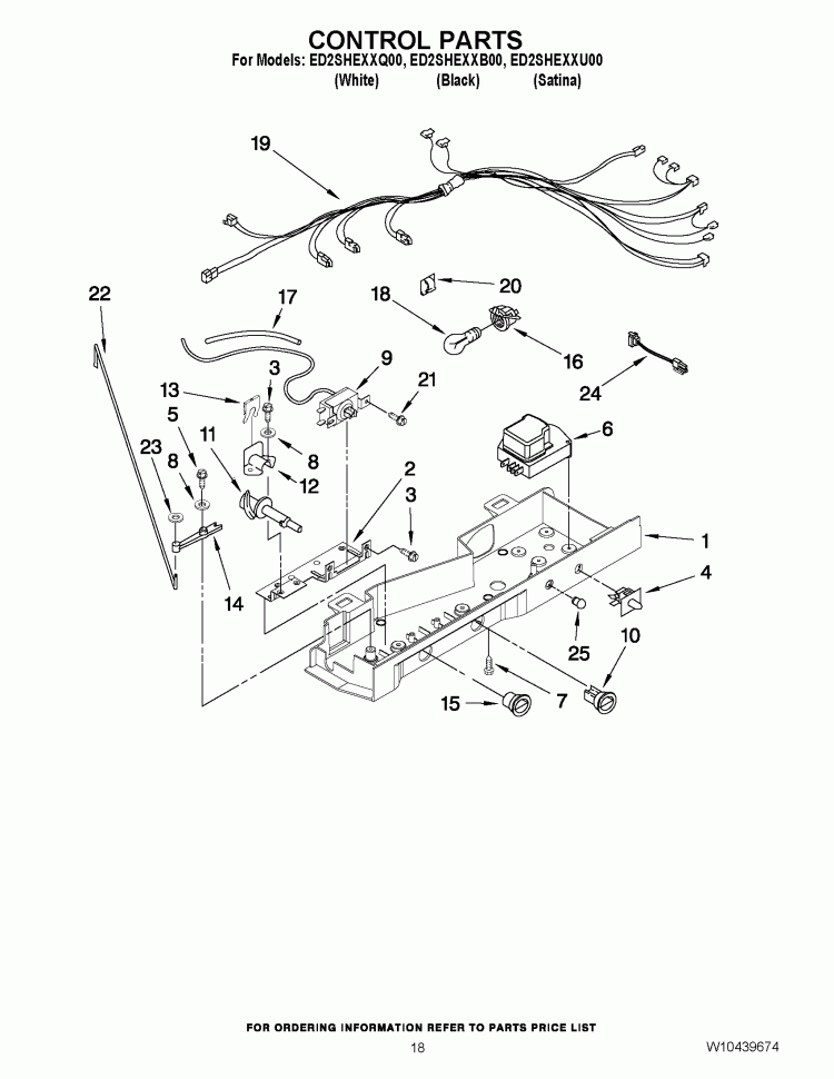 CONTROL PARTS Diagram and Parts List for ED2SHEXXB00  Whirlpool Refrigerator