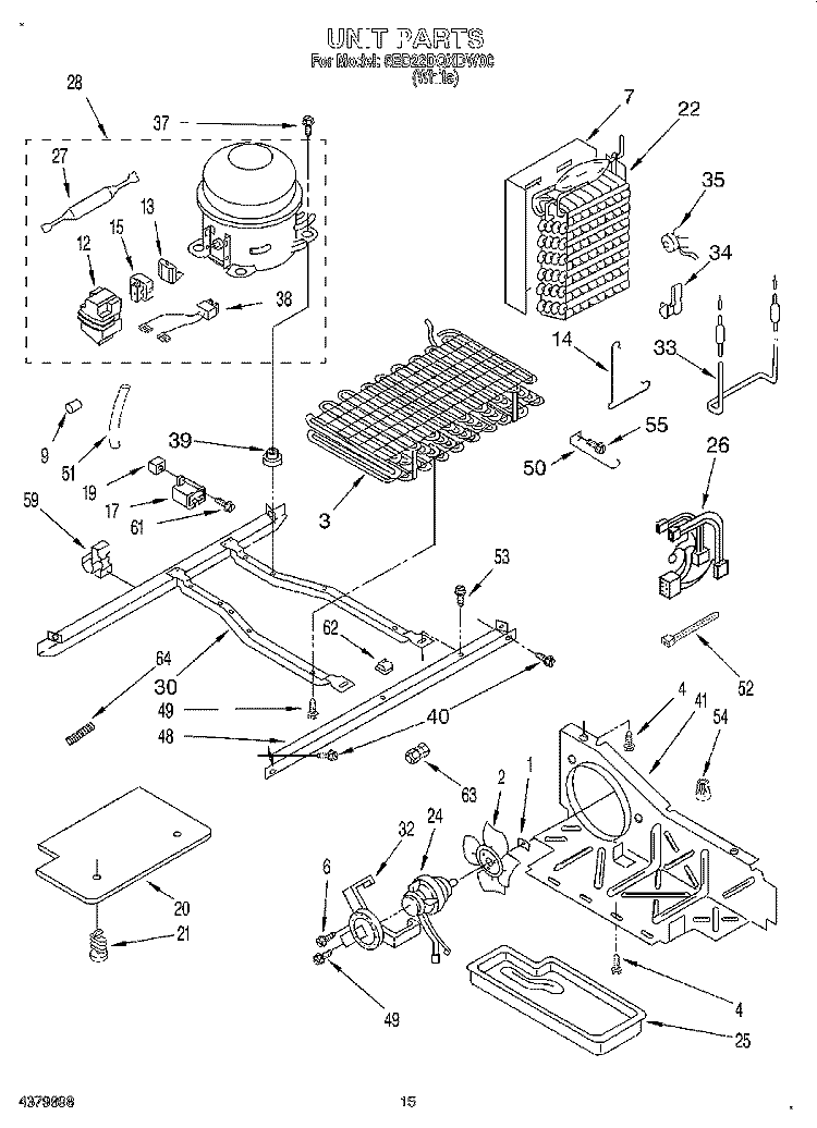 UNIT Diagram and Parts List for 6ED22DQXDW00  Whirlpool Refrigerator