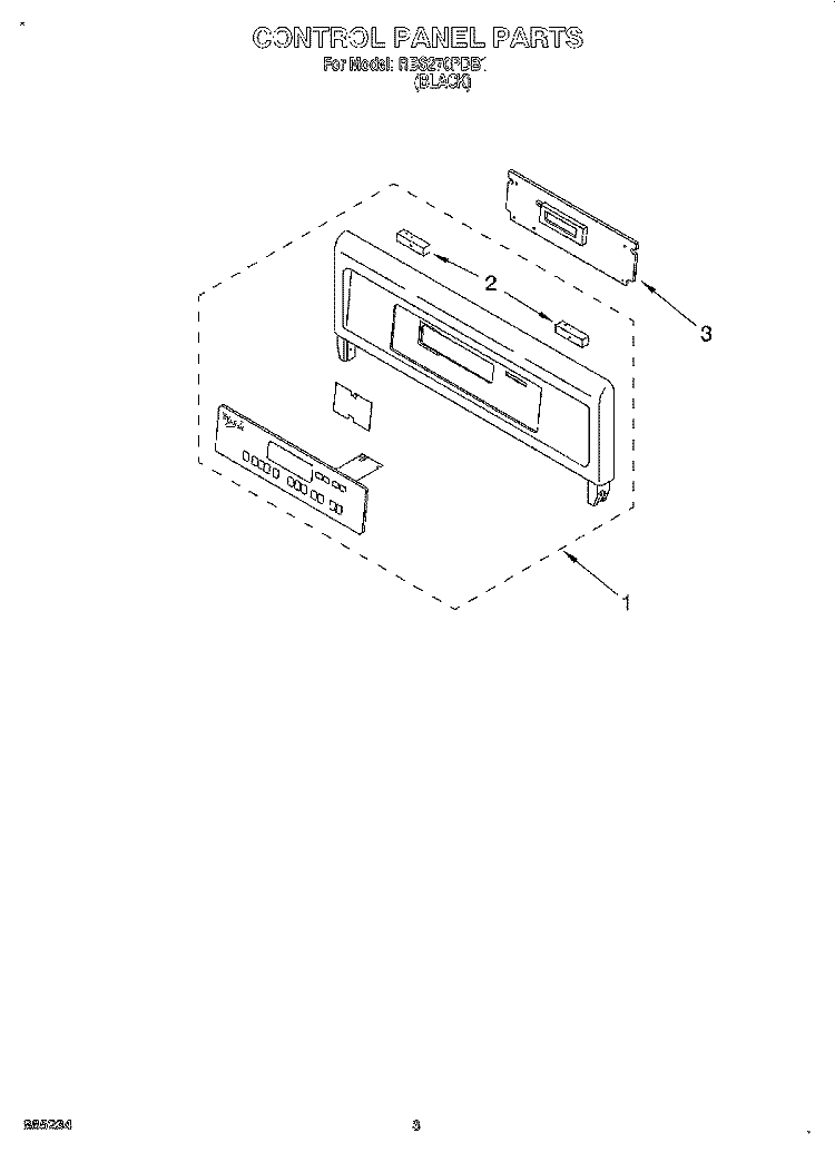 CONTROL PANEL, LITERATURE Diagram and Parts List for RBS270PDB1  Whirlpool Wall Oven
