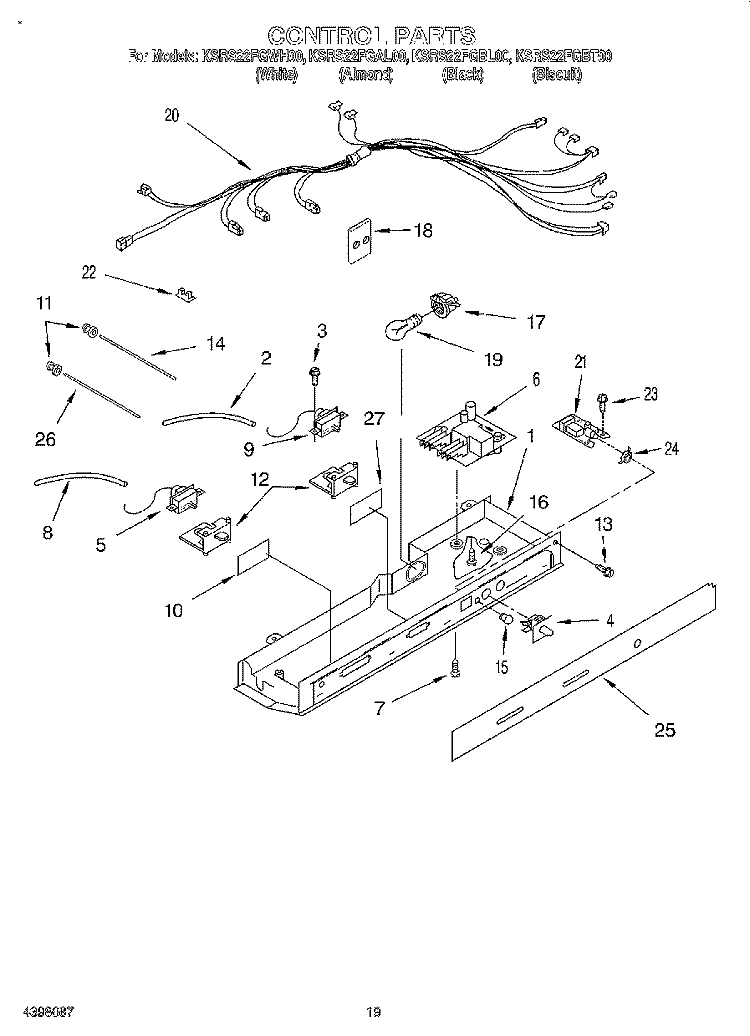 CONTROL, OPTIONAL Diagram and Parts List for KSRS22FGAL00  KitchenAid Refrigerator