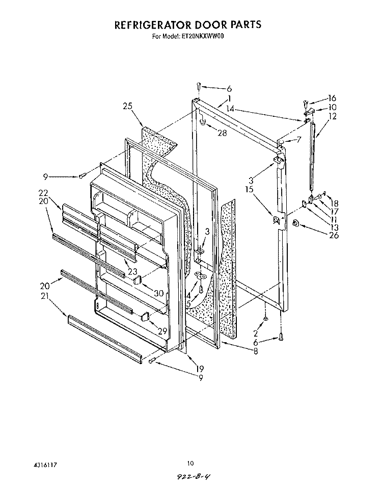 REFRIGERATOR DOOR, LIT/OPTIONAL Diagram and Parts List for ET20NKXWW00  Whirlpool Refrigerator