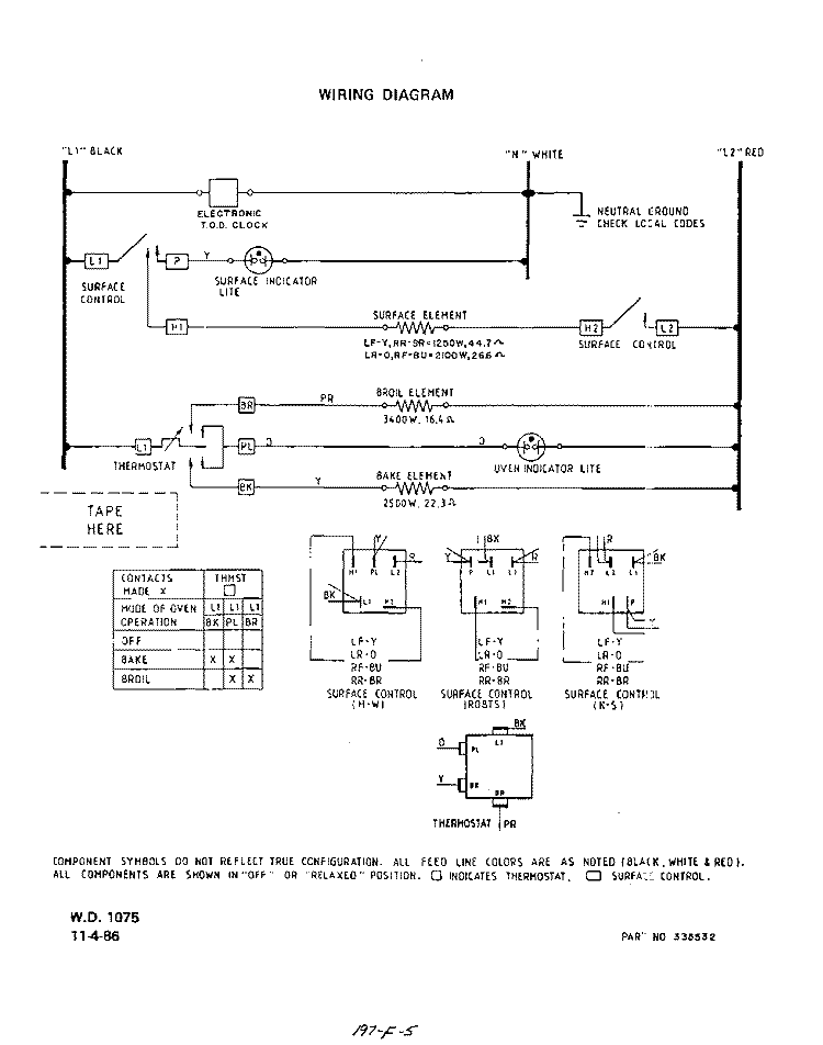 WIRING DIAGRAM Diagram and Parts List for F5257W0  Roper Range