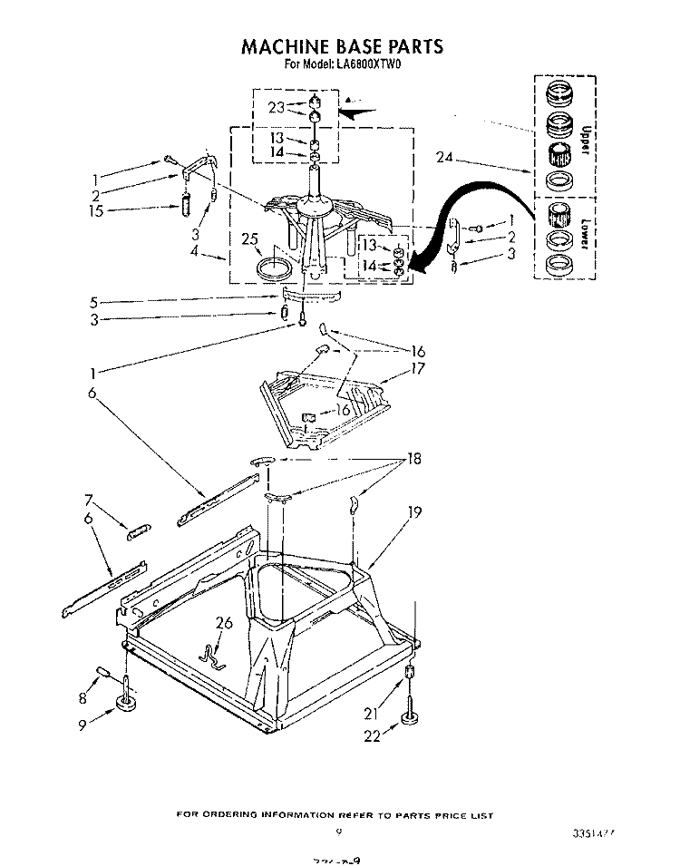 MACHINE BASE Diagram and Parts List for LA6800XTF0  Whirlpool Washer