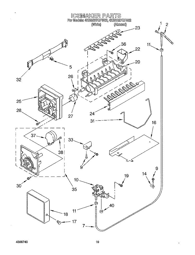 ICE MAKER Diagram and Parts List for 4KSRS27QFW02  KitchenAid Refrigerator