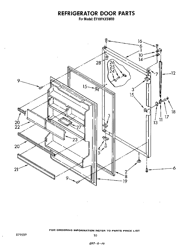 REFRIGERATOR DOOR , LIT/OPTIONAL Diagram and Parts List for ET18PKXSW00  Whirlpool Refrigerator