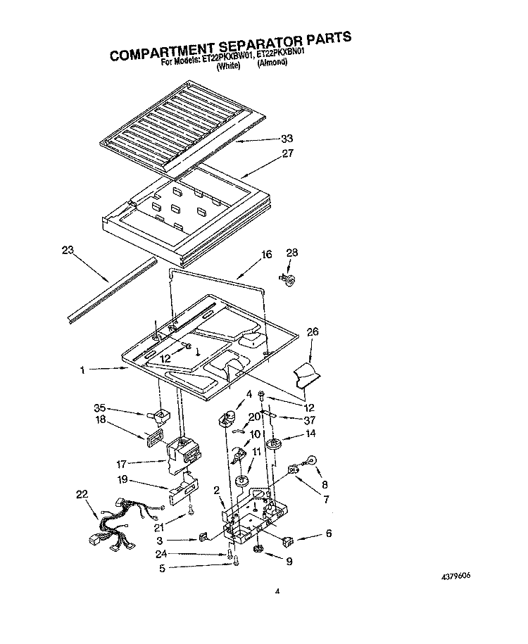 COMPARTMENT SEPARATOR Diagram and Parts List for ET22PKXBN01  Whirlpool Refrigerator
