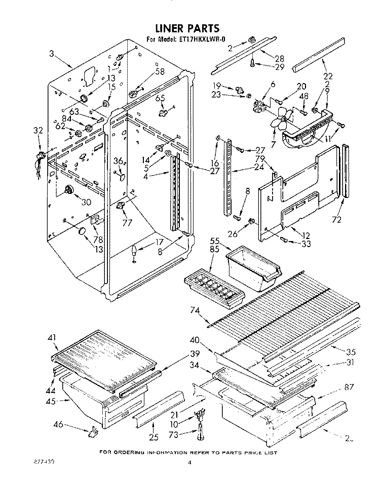 LINER Diagram and Parts List for ET17HKXLWR0  Whirlpool Refrigerator