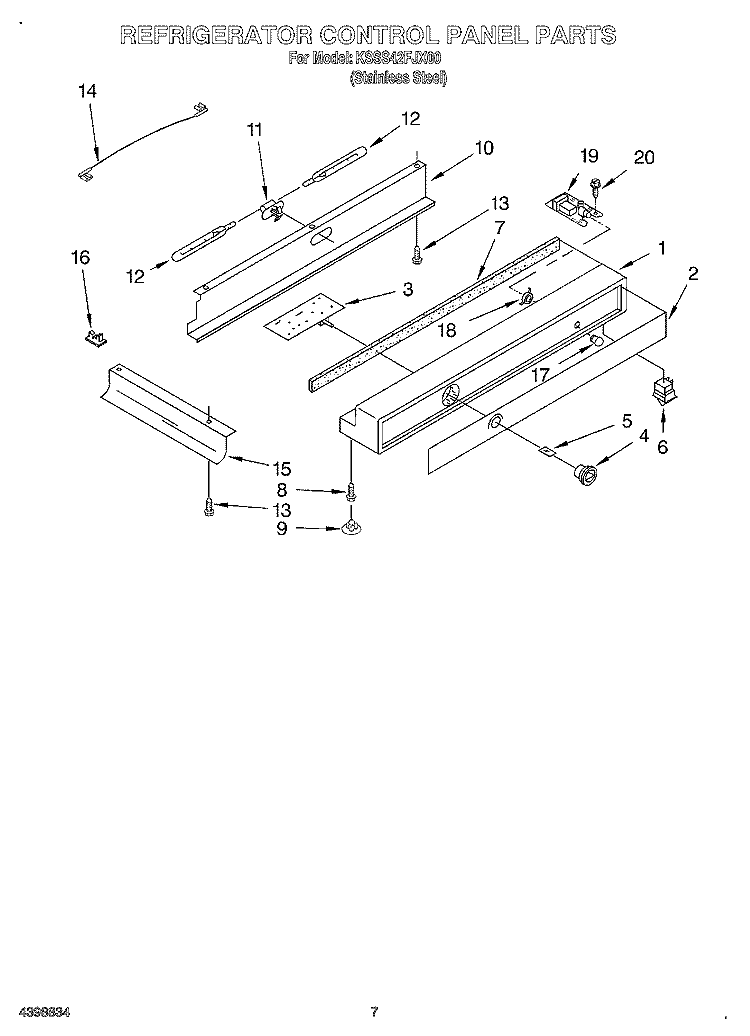 REFRIGERATOR CONTROL PANEL Diagram and Parts List for KSSS42FJX00  KitchenAid Refrigerator