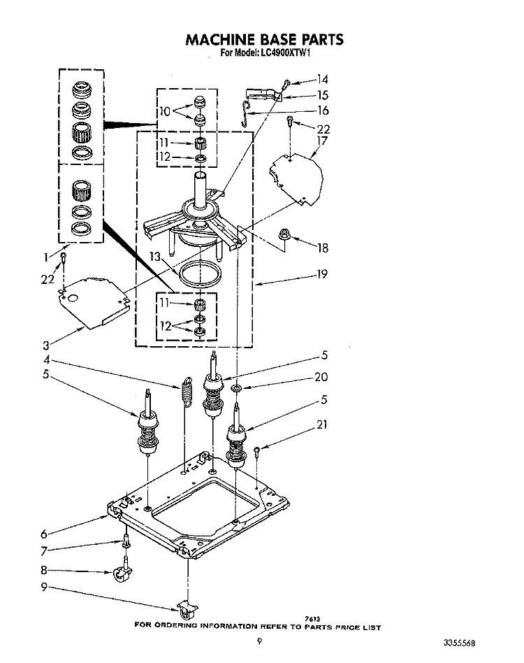 MACHINE BASE Diagram and Parts List for LC4900XTW1  Whirlpool Washer