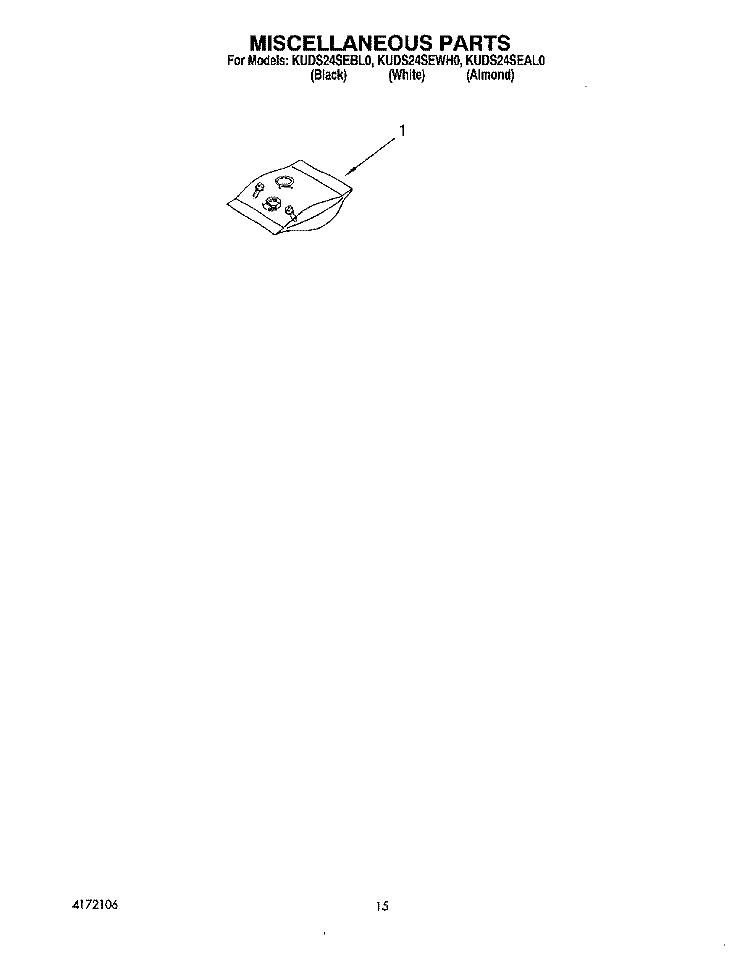 MISCELLANEOUS, LIT/OPTIONAL Diagram and Parts List for KUDS24SEAL0  KitchenAid Dishwasher