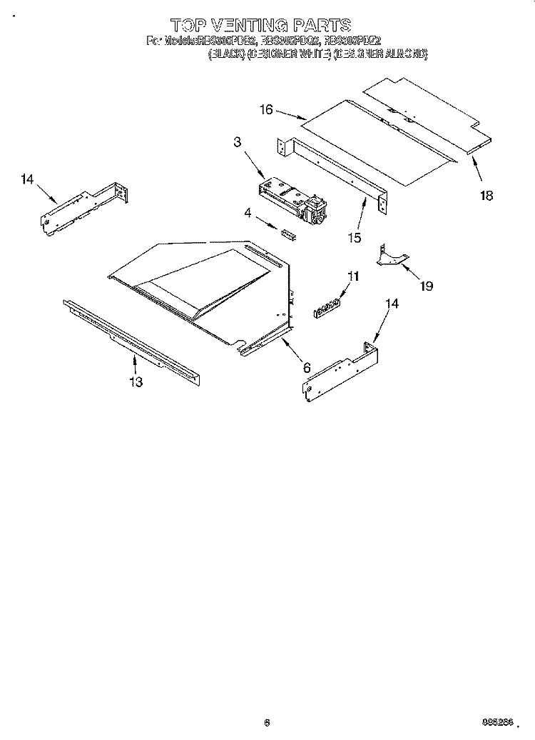 TOP VENTING, OPTIONAL Diagram and Parts List for RBS305PDQ2  Whirlpool Wall Oven