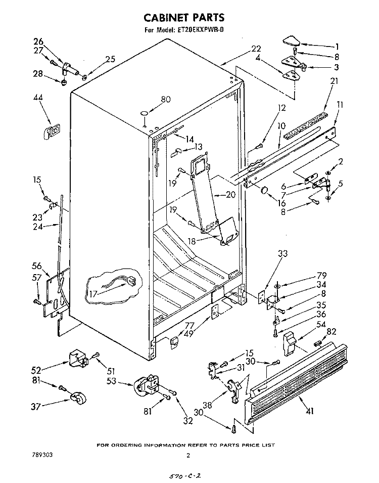CABINET Diagram and Parts List for ET20EKXPWR0  Whirlpool Refrigerator