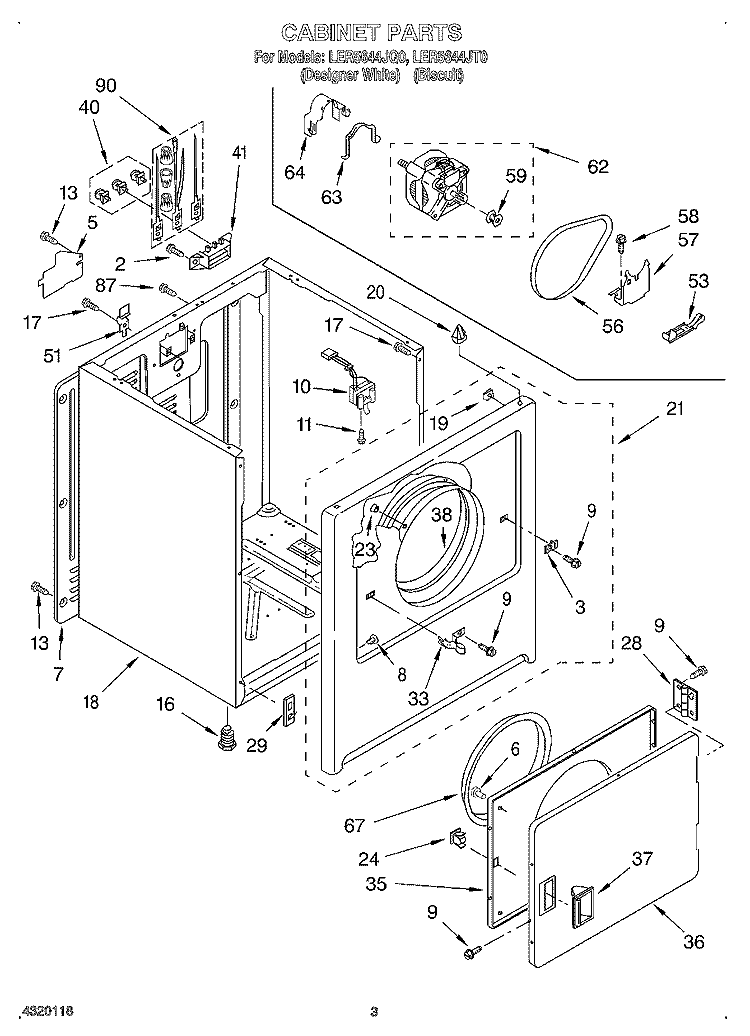 SECTION Diagram and Parts List for LER5644JT0  Whirlpool Dryer
