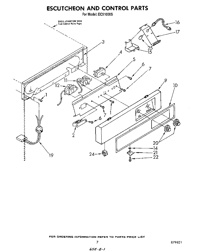 ESCUTCHEON AND CONTROL Diagram and Parts List for EC5100XS  Whirlpool Ice Maker