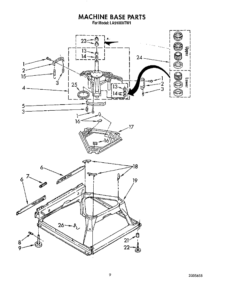 MACHINE BASE Diagram and Parts List for LA9100XTF1  Whirlpool Washer