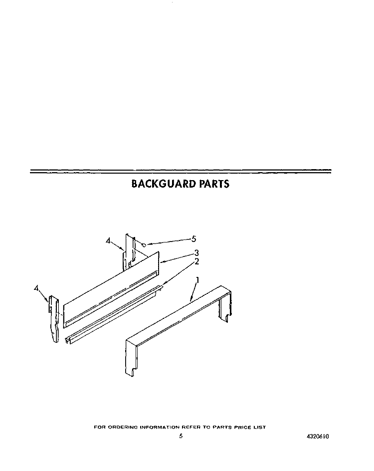 BACKGUARD Diagram and Parts List for SF0100SRW7  Whirlpool Range