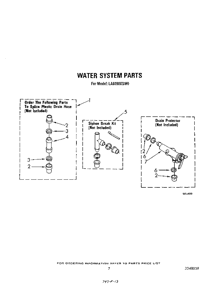 WATER SYSTEM Diagram and Parts List for LA6090XSW0  Whirlpool Washer