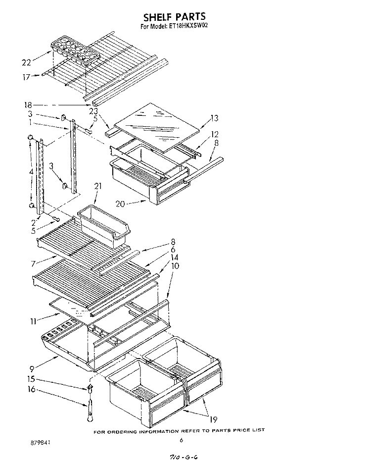 SHELF Diagram and Parts List for ET18HKXSW02  Whirlpool Refrigerator